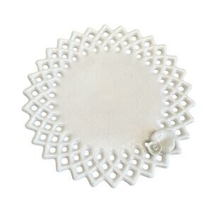 Vintage Rare Paper Windows Cream Perforated Rosebud Decorative Plate